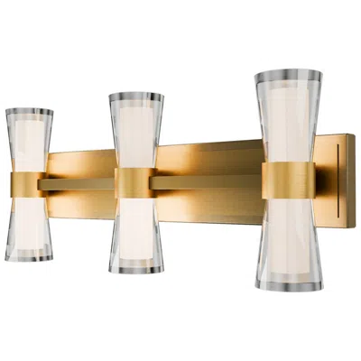 Wac Hourglass 10"h X 24"w 3-light Bath Vanity & Wall Light In Aged Brass