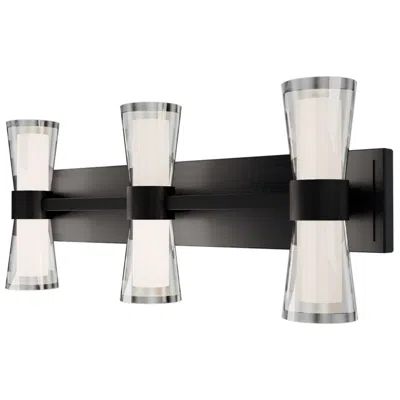 Wac Hourglass 10"h X 24"w 3-light Bath Vanity & Wall Light In Black