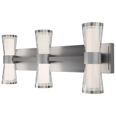 Wac Hourglass 10"h X 24"w 3-light Bath Vanity & Wall Light In Brushed Nickel
