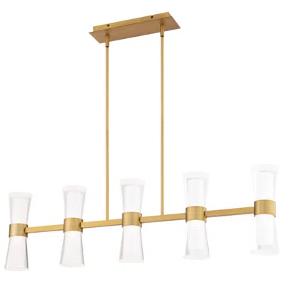 Wac Hourglass 10"h X 35.88"w 5-light Linear Pendant In Aged Brass