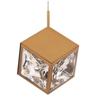 Wac Ice Cube 7.88"h X 6.63"w 1-light Mini-pendant In Aged Brass
