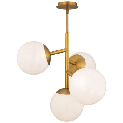 Wac Quatrro 24"h X 26.5"w 4-light Pendant In Aged Brass