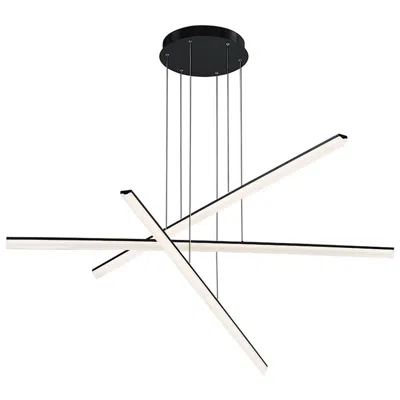 Wac Stack 5.25"h X 48"w 3-light Pendant In Black