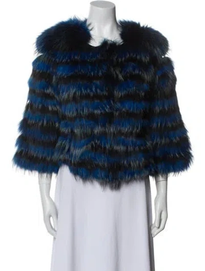 Pre-owned Wachtenheim Furs Goat Fur Striped Jacket In Blue
