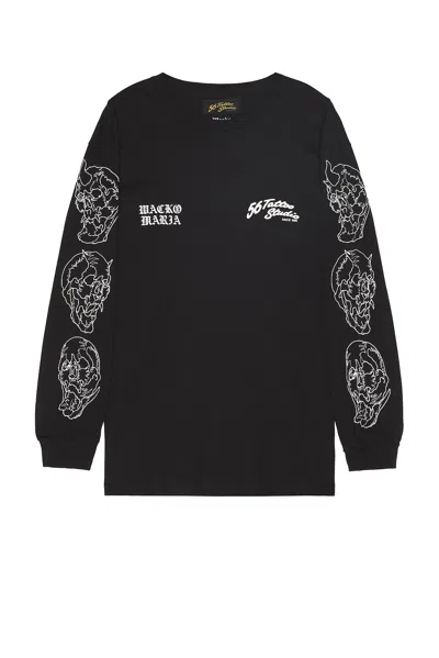 Wacko Maria 56 Tattoo Studio Crew Neck Long Sleeve T-shirt In Black