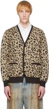 Wacko Maria Leopard-print Buttoned Cardigan In Beige