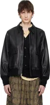 Wacko Maria Black A-2 Leather Flight Jacket In Black