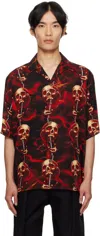 Wacko Maria 56 Tattoo Studio / Hawaiian Shirt Short Sleeve In Black