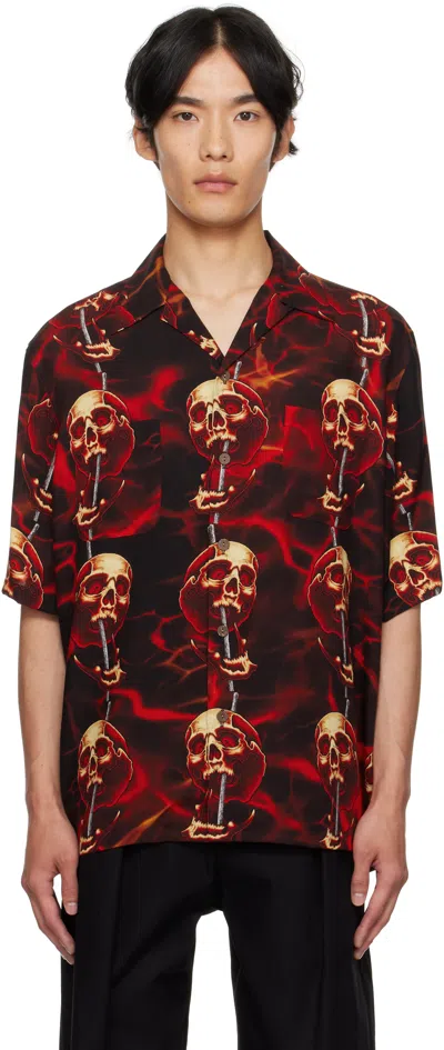 WACKO MARIA BLACK & RED 56 TATTOO STUDIO EDITION SKULL SHIRT