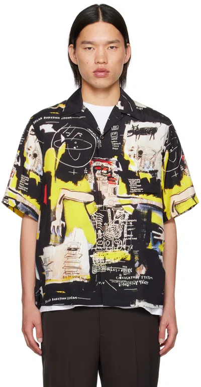 Wacko Maria Jean-michel Basquiat Convertible-collar Printed Satin Shirt In Multi