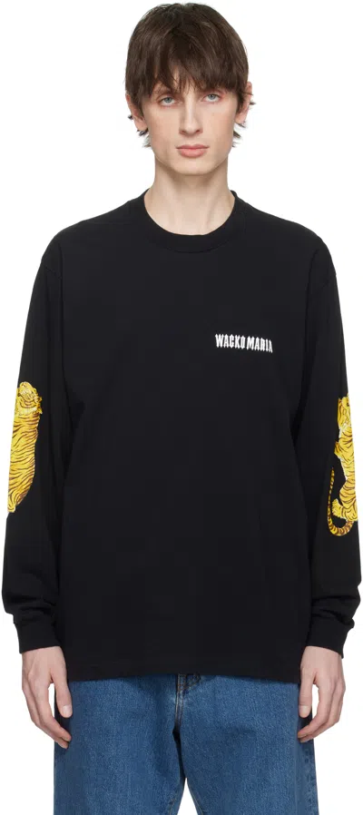 Wacko Maria Black Washed Crew Neck Longsleeve T-shirt