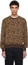 Wacko Maria Brown Leopard Jacquard Knit Sweater In Brown