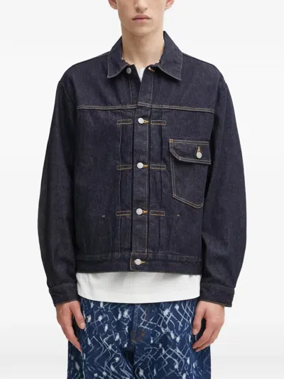 Wacko Maria Collared Flap-pocket Jacket In Blue
