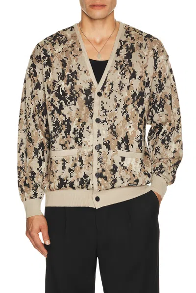Wacko Maria Digital Camo Jacquard Cardigan In Neutral