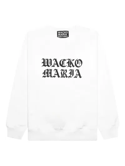 Wacko Maria Embroidered Crew Neck Sweatshirt In White