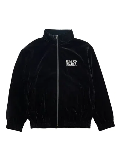 Wacko Maria Embroidered Velvet Track Jacket In Black