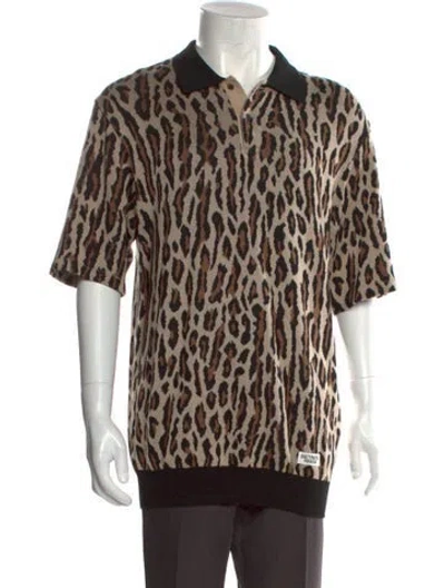 Pre-owned Wacko Maria Guilty Parties Animal Print Mock Neck Polo Sweater W/ Tags In Multi