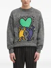 Wacko Maria Heart-motif Wool Sweater In Gray
