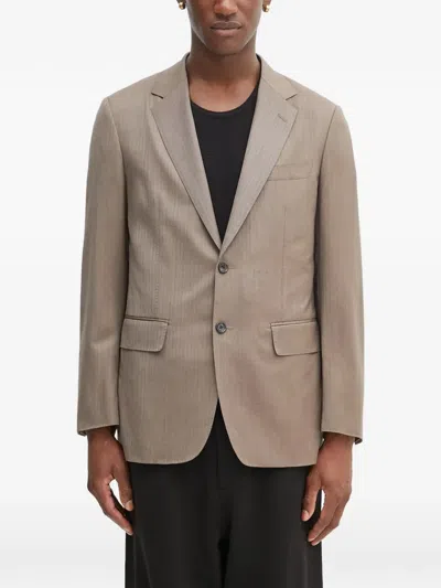 Wacko Maria Herringbone Buttoned Blazer In Neutral