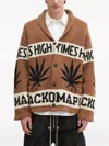 Wacko Maria Intarsia-knit Cardigan In Brown