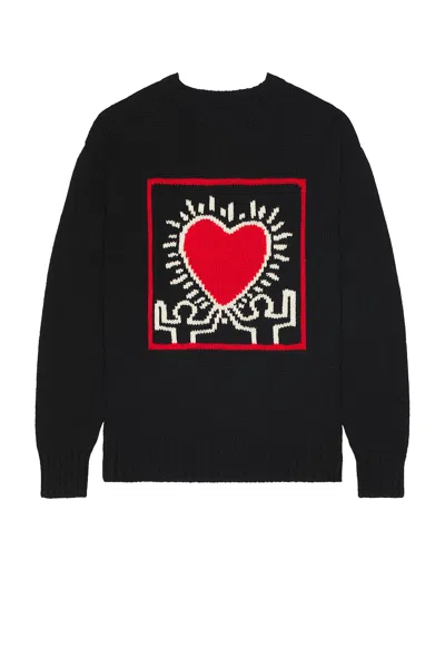 Wacko Maria Keith Haring Crew Neck Sweater Type-1 In Black