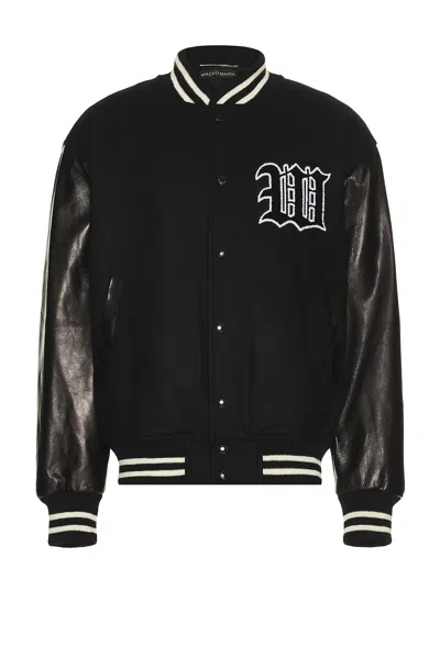 Wacko Maria Leather Varsity Jacket -b- Type-2 In Black