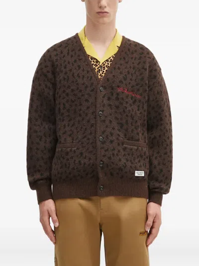 Wacko Maria Leopard-print Cardigan In Brown