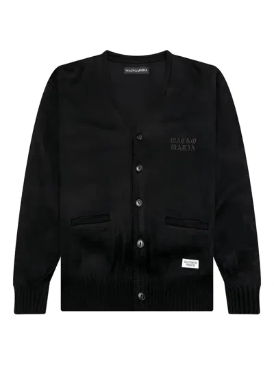 Wacko Maria Logo-embroidered Cardigan In Black