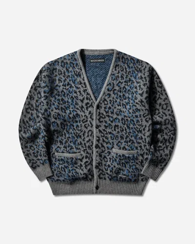 Wacko Maria Men S Leopard Mohair Cardigan Gray