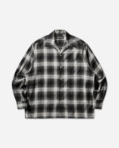 Wacko Maria Men S Ombre Check Open Collar Longsleeve Shirt (type-1) In Gray