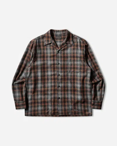 Wacko Maria Men S Pendleton Ombre Check Open Collar Shirt Gray / Orange In Brown