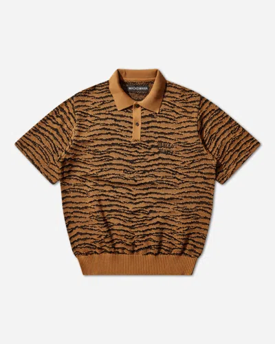 Wacko Maria Men S Tiger Knit Polo Shirt In Orange