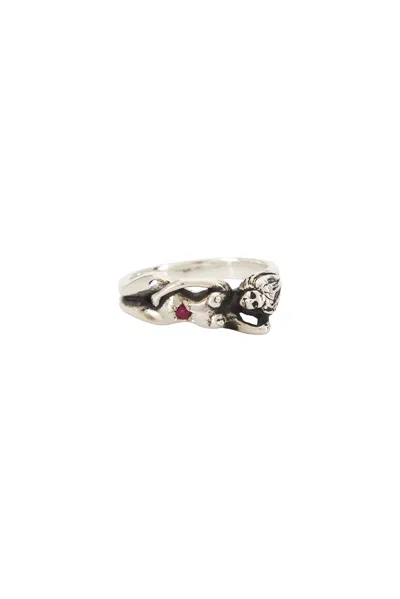 Wacko Maria Nude Ring Jewel Ruby In Silver & Ruby