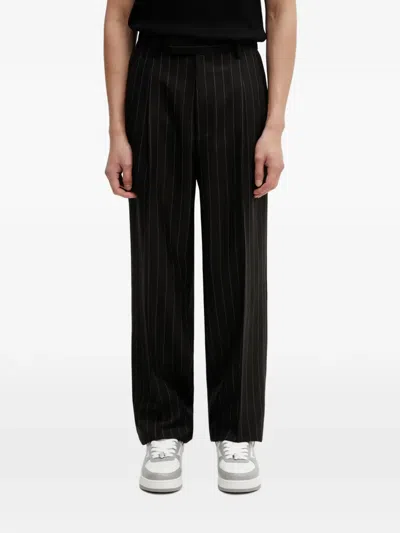 Wacko Maria Pinstripe-pattern Pleated Trousers In Black