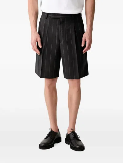 Wacko Maria Pinstripe-print Pleated Shorts In Gray