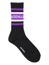 Wacko Maria Striped Logo Socks In Black