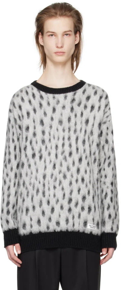 Wacko Maria White & Black Leopard Sweater