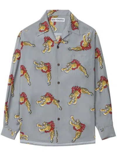 Wacko Maria X Tim Lehi Tiger-print Shirt In Grey