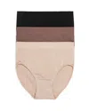 Wacoal 3-pack Assorted B Smooth Seamless Briefs In Rose Dust/taupe/black
