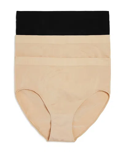 Wacoal B. Smooth Seamless Briefs, Set Of 3 In Sand/black