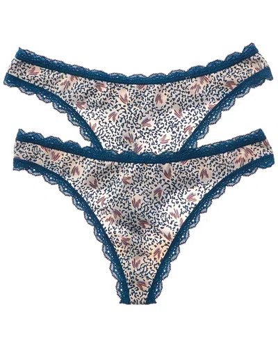 Wacoal B. Tempt'd By  2pk Inspired Eyelet Thong In Blue