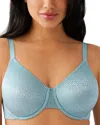 Shop Wacoal Back Appeal Jacquard Underwire Bra In Stone Blue