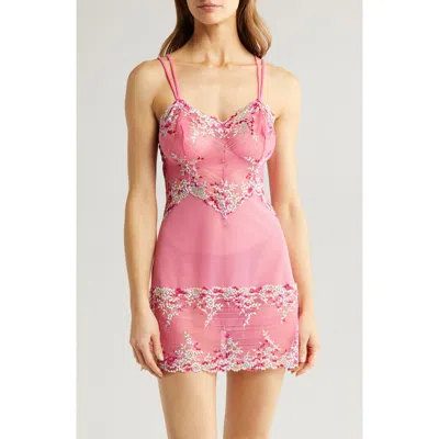 Wacoal 'embrace' Lace & Mesh Chemise In Pink