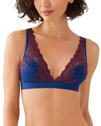 Wacoal Embrace Lace Convertible Plunge Soft Cup Wireless Bra In Blue Depth