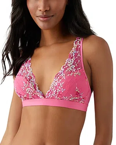 Wacoal Embrace Lace Soft Cup Wireless Bra Lingerie 852191 In Hot Pink/multi