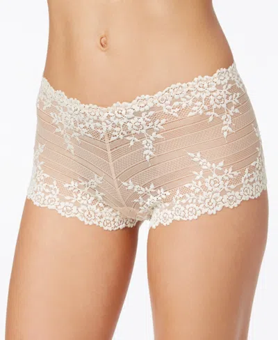Wacoal Embrace Lace Embroidered Boyshort Underwear Lingerie In Nude,ivory