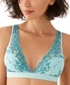 Wacoal Embrace Lace Convertible Plunge Soft Cup Wireless Bra In Eggshell Blue,brittany Blue