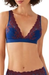 Wacoal Embrace Lace Convertible Plunge Soft Cup Wireless Bra In Blue Depths/ Cordovan