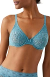 Wacoal Halo Lace Molded Underwire Bra 851205, Up To G Cup In Adriatic Blue