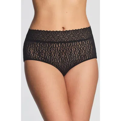 Wacoal High Bar Lace Briefs In Black
